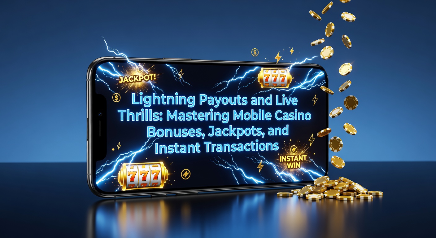 Smartphone mit leuchtendem Mobile-Casino-Screen, das Jackpot-Symbole und Blitz-Auszahlungs-Icons zeigt, während Live-Dealer im Hintergrund agieren